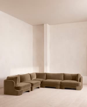 Odell Sectional Sofa - Corner Sofa - Velvet - Truffle - US - Hover Image