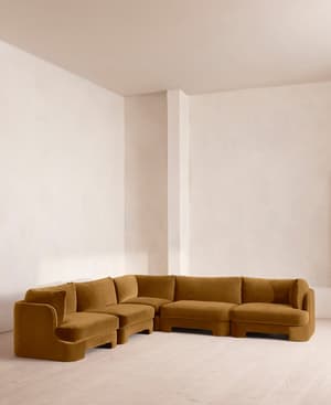 Odell Modular Sofa - Corner Sofa - Velvet - Mustard - Hover Image