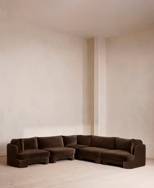 Odell Sectional Corner Sofa - Velvet - Chocolate - US - Listing Image