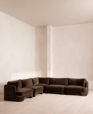 Odell Deeper Sit Sectional Sofa - Corner Sofa - Velvet - Chocolate US - Hover Image