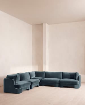 Odell Sectional Sofa - Corner Sofa - Velvet - Grey Blue - US - Hover Image