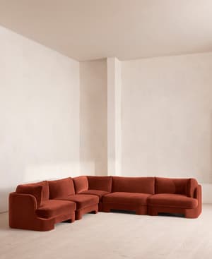 Odell Deeper Sit Sectional Sofa - Corner Sofa - Velvet Rust US - Hover Image