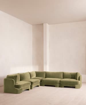 Odell Sectional Sofa - Corner Sofa - Velvet - Lichen - US - Hover Image