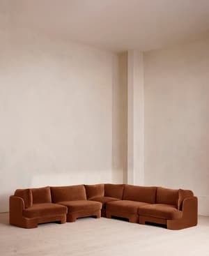 Odell Deeper Sit Sectional Sofa - Corner Sofa - Velvet - Cinnamon - US - Listing Image
