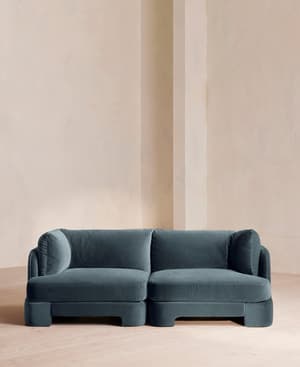 Odell Deeper Sit Sectional Sofa - Three Seater - Velvet Grey Blue US - Listing Image