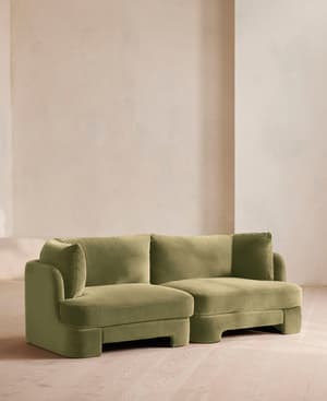 Odell Sectional Sofa - Three Seater - Velvet - Lichen - US - Hover Image