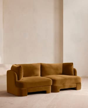Odell Deeper Sit Sectional Sofa - Three Seater - Velvet Mustard US - Hover Image