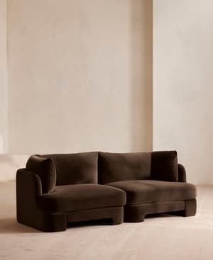 Odell Sectional Sofa - Three Seater - Velvet - Chocolate - US - Hover Image