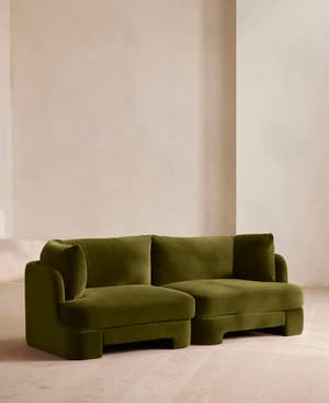 Odell Modular Sofa - Three Seater - Velvet - Olive - Hover Image
