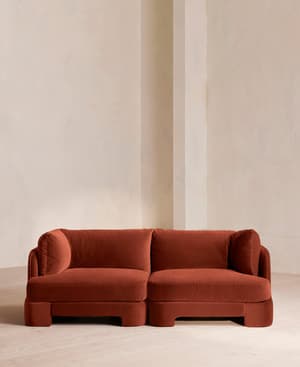 Odell Deeper Sit Modular Sofa - Three Seater - Velvet Rust UK - Listing Image