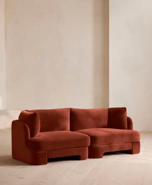 Odell Deeper Sit Sectional Sofa - Three Seater - Velvet Rust US - Hover Image