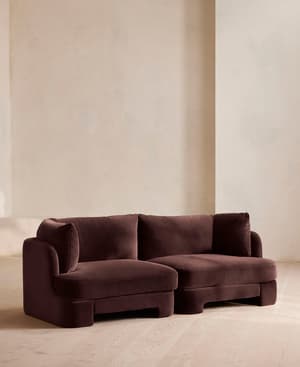 Odell Deeper Sit Modular Sofa - Three Seater - Velvet - Aubergine - UK - Hover Image