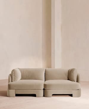 Odell Deeper Sit Sectional Sofa - Three Seater - Velvet - Oyster - US - Listing Image