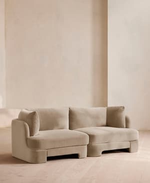 Odell Sectional Sofa - Three Seater - Velvet - Oyster - US - Hover Image