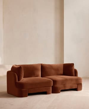 Odell Deeper Sit Modular Sofa - Three Seater - Velvet - Cinnamon - UK - Hover Image