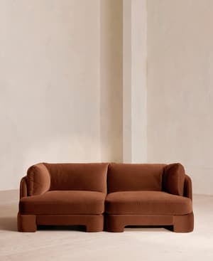 Odell Sectional Sofa - Three Seater - Velvet - Cinnamon - US - Listing Image