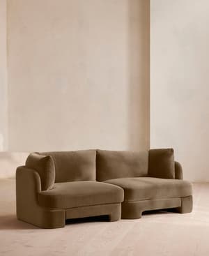 Odell Deeper Sit Modular Sofa - Three Seater - Velvet - Truffle - UK - Hover Image