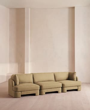 Odell Modular Sofa - Four Seater - Linen - Wheat - Hover Image