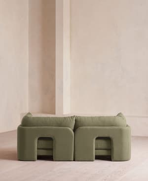 Odell Deeper Sit Modular Sofa - Three Seater - Linen - Sage - Hover Image