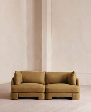 Odell Sectional Sofa - Three Seater - Linen - Ochre - US - Listing Image