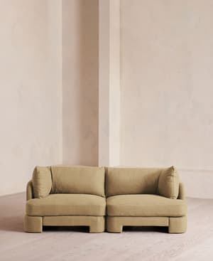 Odell Deeper Sit Sectional Sofa - Three Seater - Linen - Wheat - US - Listing Image