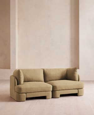 Odell Deeper Sit Sectional Sofa - Three Seater - Linen - Wheat - US - Hover Image