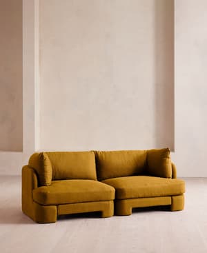 Odell Deeper Sit Modular Sofa - Three Seater - Linen - Turmeric - UK - Hover Image