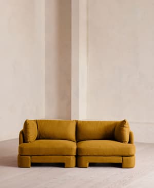 Odell Deeper Sit Sectional Sofa - Three Seater - Linen - Turmeric - US - Listing Image