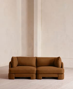 Odell Deeper Sit Modular Sofa - Three Seater - Linen - Terracotta - UK - Listing Image