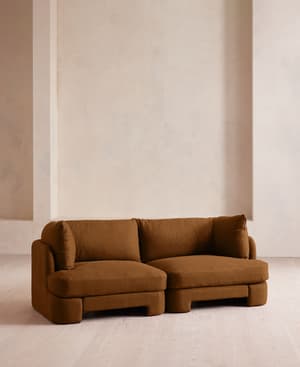 Odell Deeper Sit Sectional Sofa - Three Seater - Linen - Terracotta - US - Hover Image