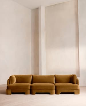 Odell Modular Sofa - Four Seater - Velvet - Mustard - Hover Image