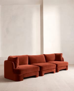 Odell Modular Sofa - Four Seater - Velvet - Rust - Hover Image