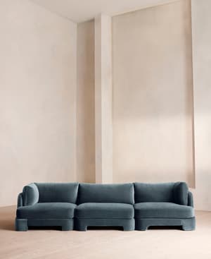 Odell Deeper Sit Modular Sofa - Four Seater - Velvet Grey Blue UK - Listing Image