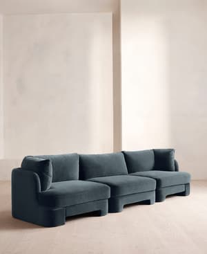 Odell Deeper Sit Modular Sofa - Four Seater - Velvet Grey Blue UK - Hover Image