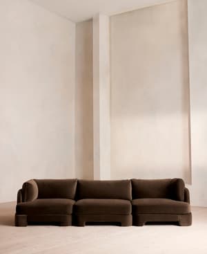 Odell Deeper Sit Sectional Sofa - Four Seater - Velvet - Chocolate US - Listing Image