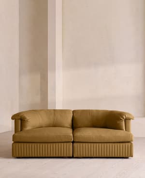 Oona Sectional Sofa - Three Seater - Linen - Ochre - US - Listing Image