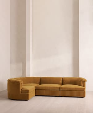 Oona Sectional Sofa - L-Shape Sofa - Velvet Mustard - US - Hover Image