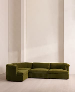 Oona Sectional Sofa - L-Shape Sofa - Velvet Olive - US - Hover Image