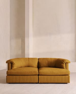 Oona Sectional Sofa - Three Seater - Linen - Turmeric - US - Listing Image