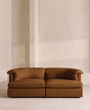 Oona Deep Sit Modular Sofa - Three Seater - Linen - Terracotta - UK - Listing Image