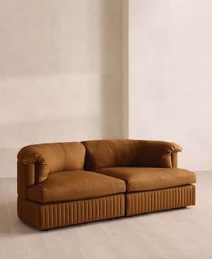 Oona Sectional Sofa - Three Seater - Linen - Terracotta - US - Hover Image