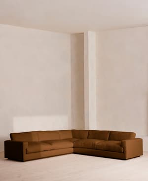 Mossley Corner Sofa - Linen - Terracotta - US - Hover Image