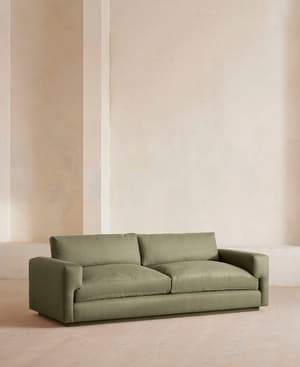 Mossley Three Seater Sofa - Linen - Sage - Hover Image