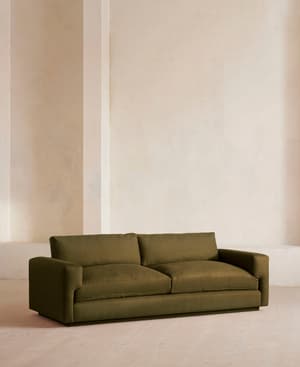 Mossley Three Seater Sofa - Linen - Olive - US - Hover Image