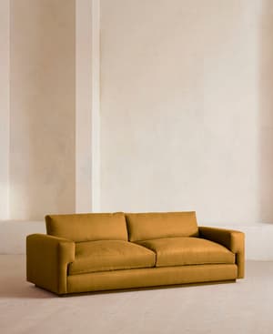 Mossley Three Seater Sofa - Linen - Turmeric - UK - Hover Image