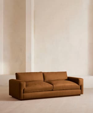 Mossley Three Seater Sofa - Linen - Terracotta - US - Hover Image