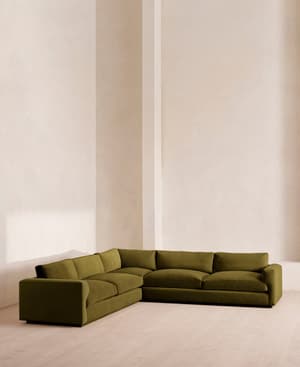 Mossley Corner Sofa - Velvet - Olive - Hover Image