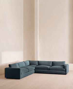 Mossley Corner Sofa - Velvet - Grey Blue - Hover Image