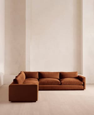 Mossley Corner Sofa - Velvet - Cinnamon - UK - Listing Image