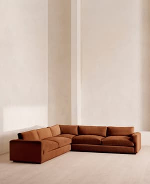 Mossley Corner Sofa - Velvet - Cinnamon - UK - Hover Image